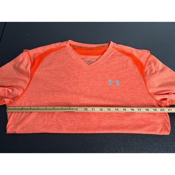 Under Armour Men's Orange Heather Streaker Tee Shirt Fitted Size L - Picture 5 of 5